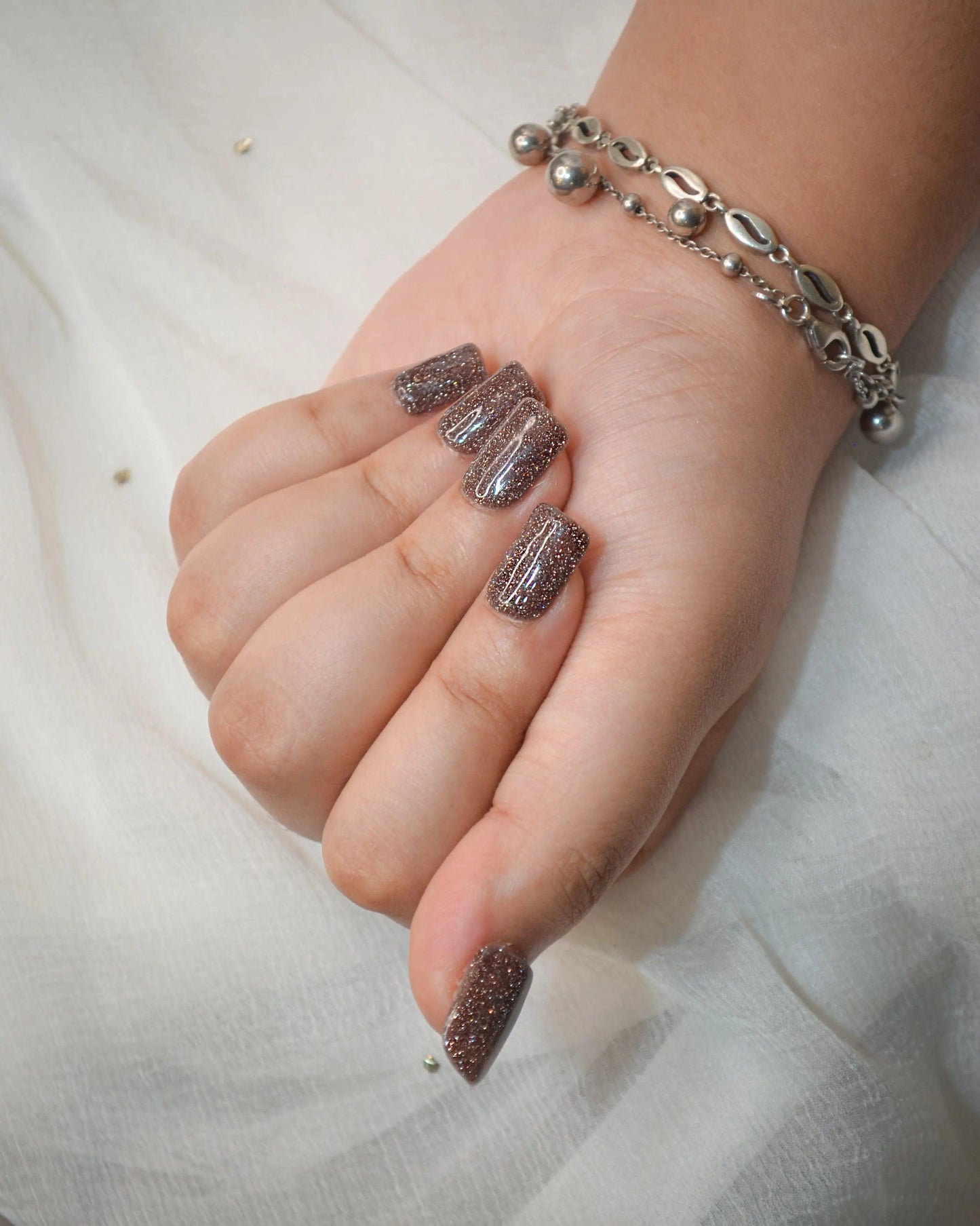 Black Bean Silicone Press-On Nails - Twinkle Touch