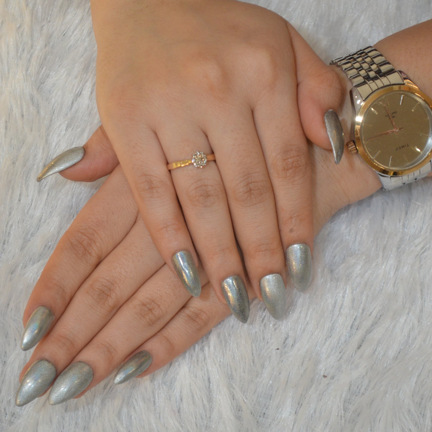 Metallic Marvel Silicone Press-On Nails