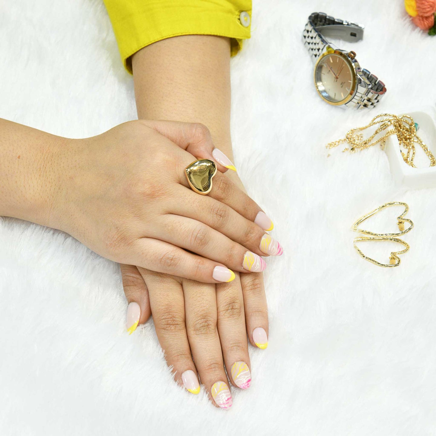 Stripe Spectrum Silicone Press-On Nails