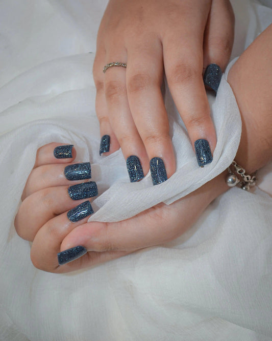 Deep Sea Blue Silicone Press-On Nails - Twinkle Touch