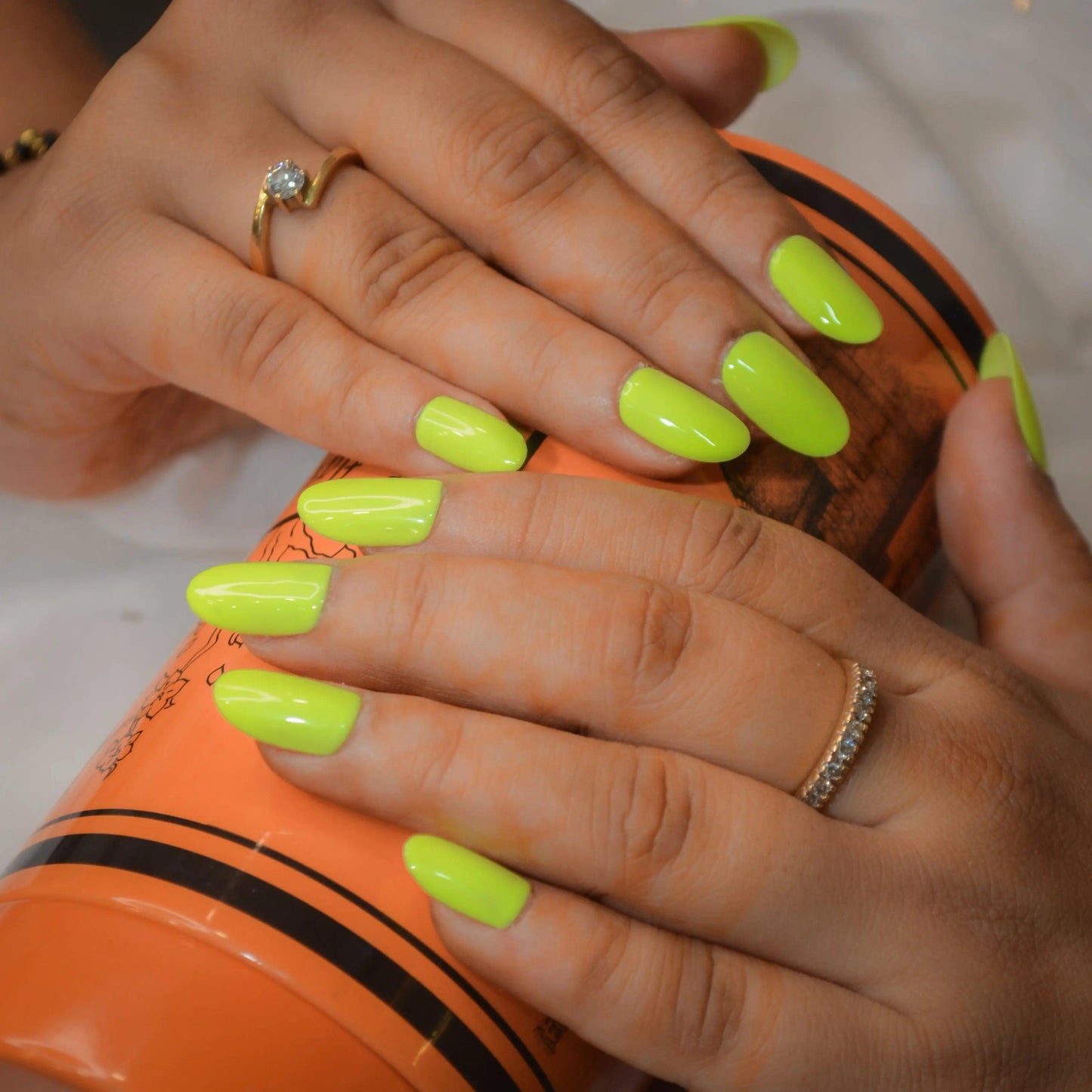 Dull Green Yellow Silicone Press-On Nails - Twinkle Touch