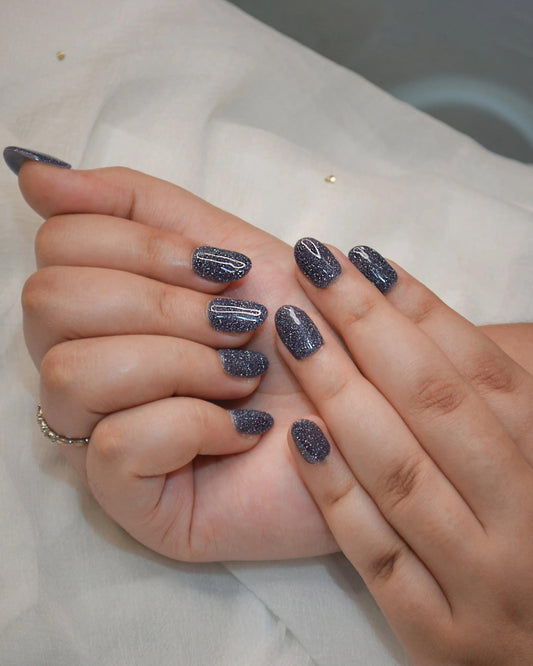 Midnight Purple Silicone Press-On Nails - Twinkle Touch