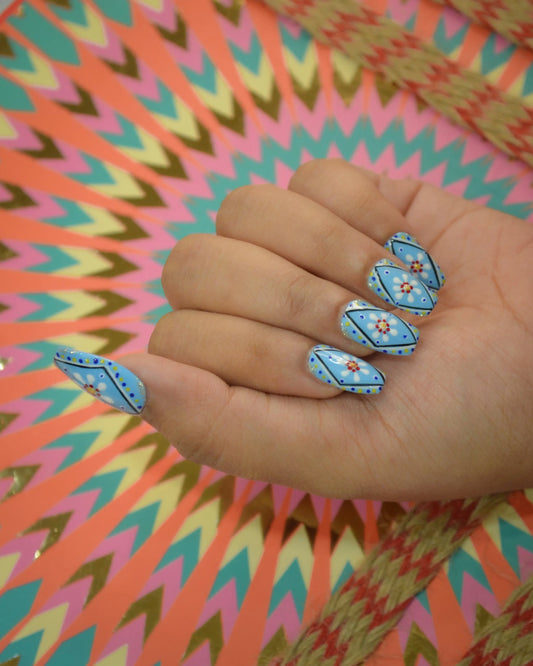 Navratri Special Rangoli Silicone Press-On Nails Twinkle Touch