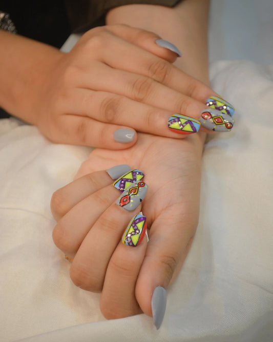 Navratri Special Silicone Prees-On Nails Twinkle Touch