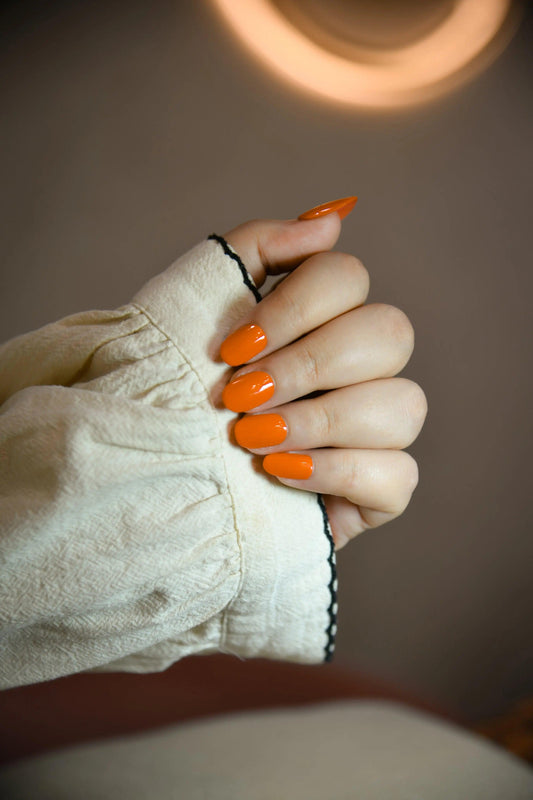 Tangerine Twist Orange Silicone Press-On Nails - Twinkle Touch