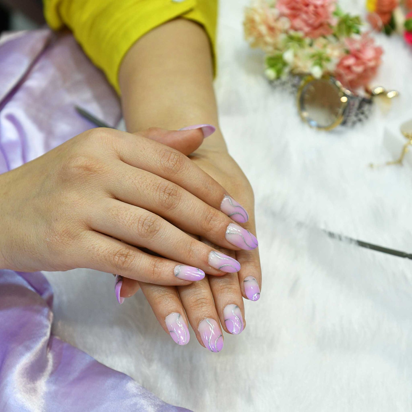 Celestial Lines Silicone Press-On Nails