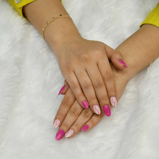 Wavy Contrast Silicone Press-On Nails