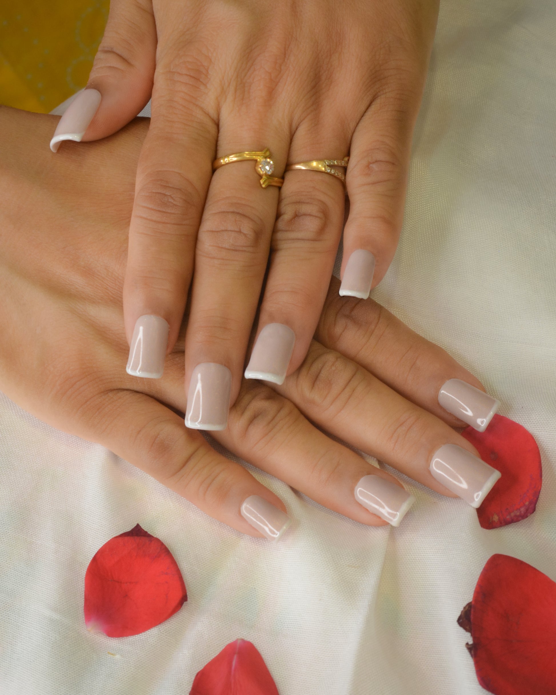 Gold Pink Glow Silicone Press-On Nails Twinkle Touch