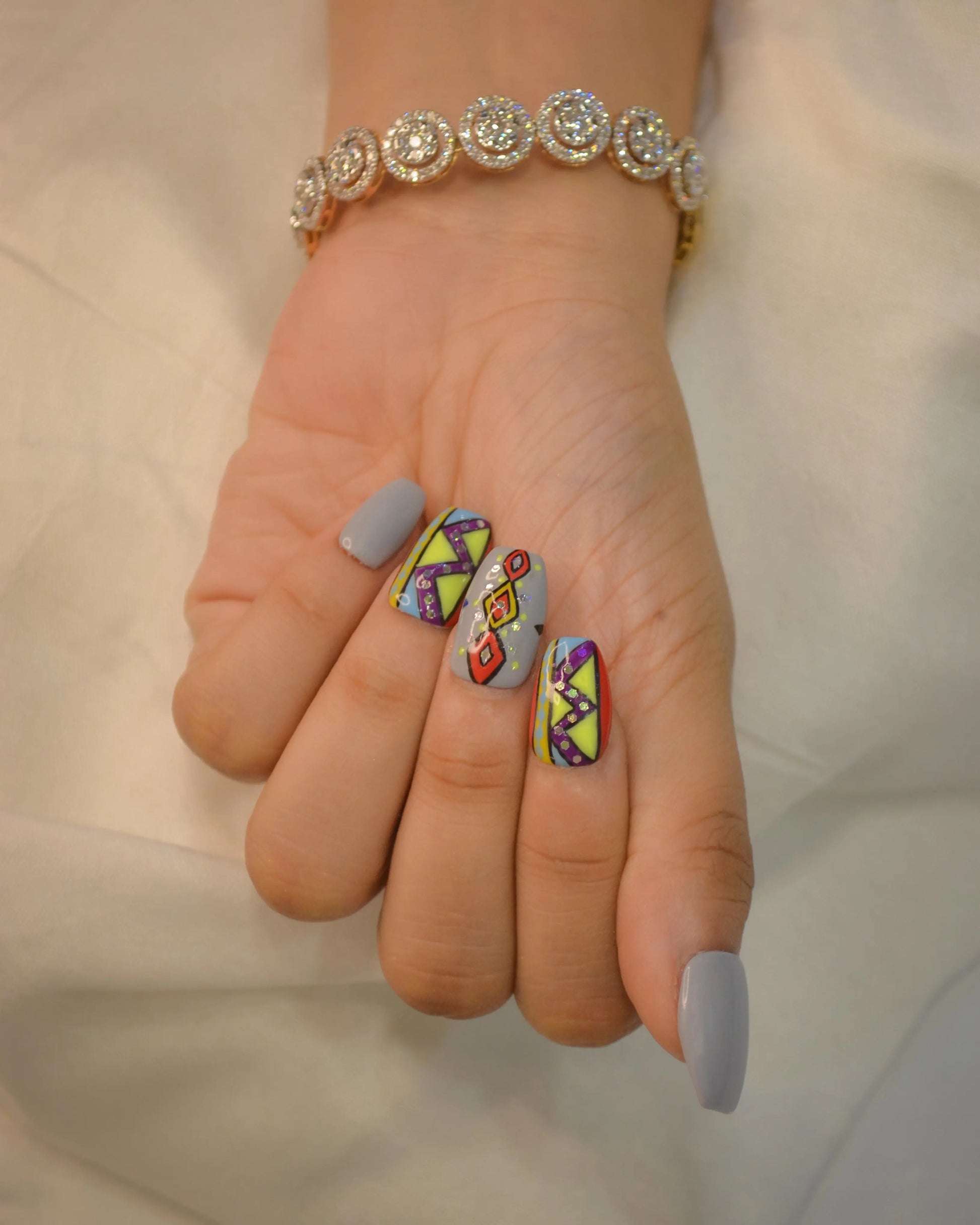 Navratri Special Silicone Prees-On Nails Twinkle Touch