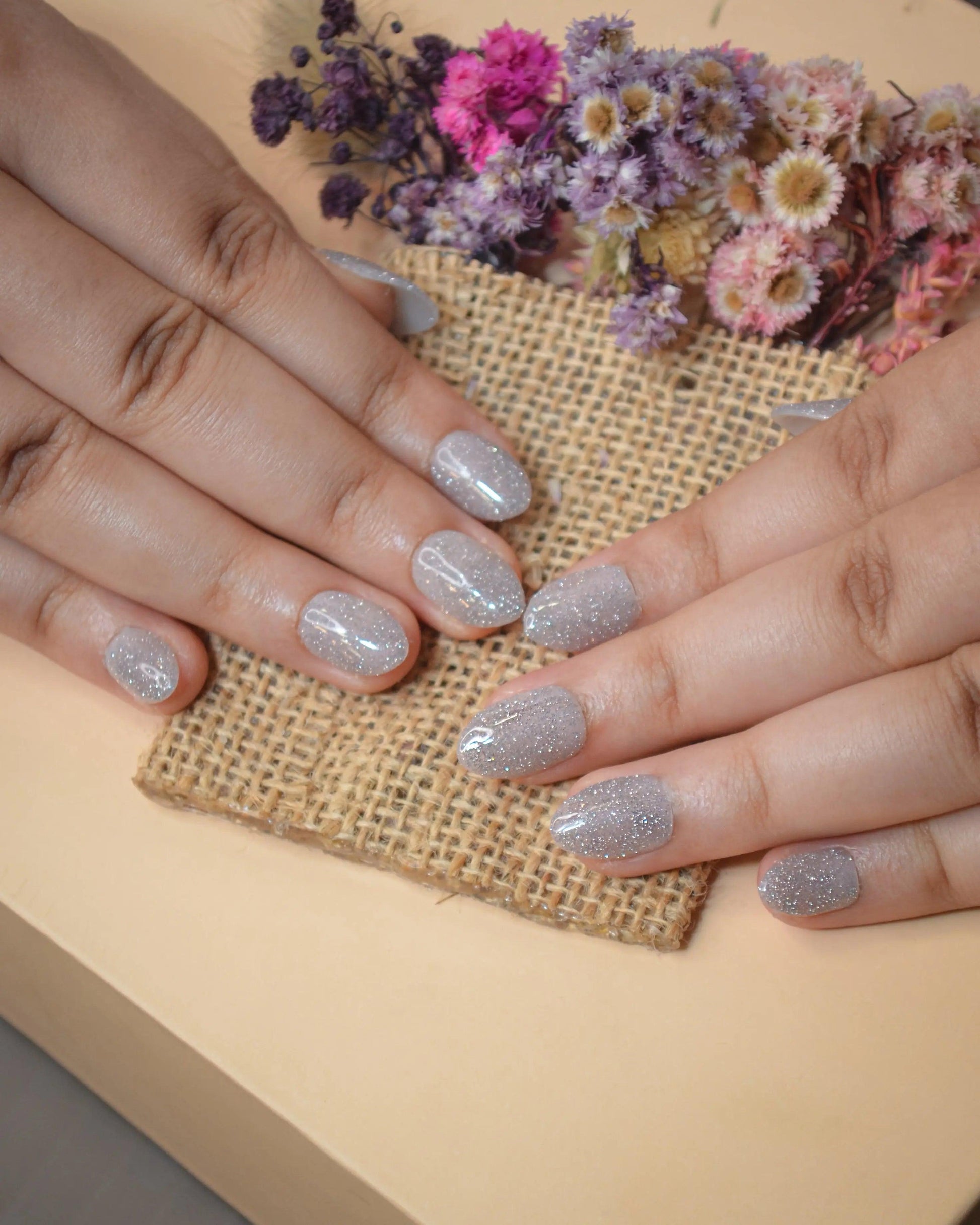 Purple White Silicone Press-On Nails - Twinkle Touch